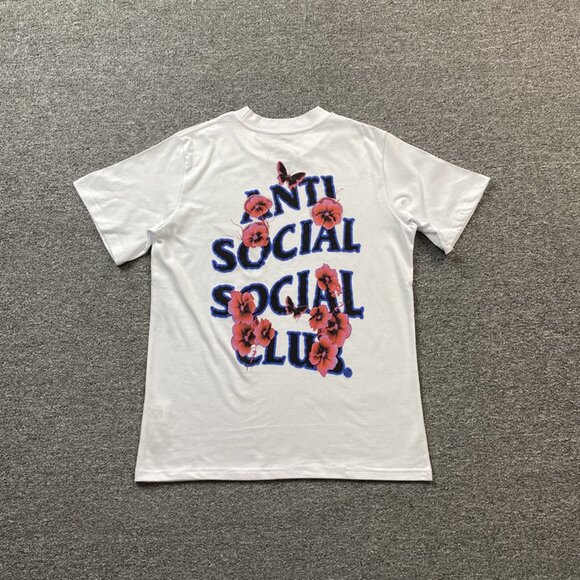 Anti Social Social Club White T Shirt With Flower And Butterfly Print